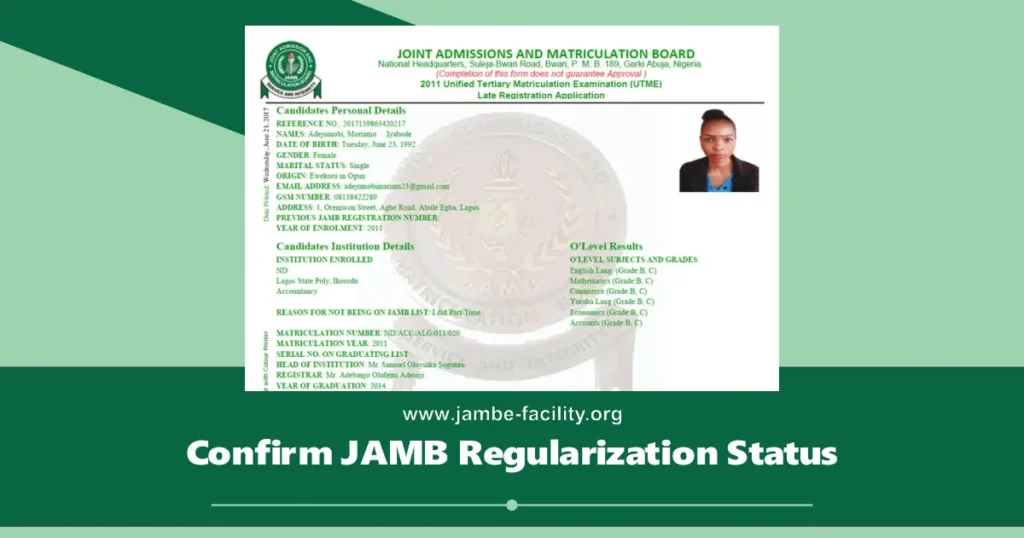 Confirm Your Regularization Status on JAMB CAPS 2025/2026